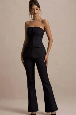 Kehlani | Black High Waist Wide Leg Trousers