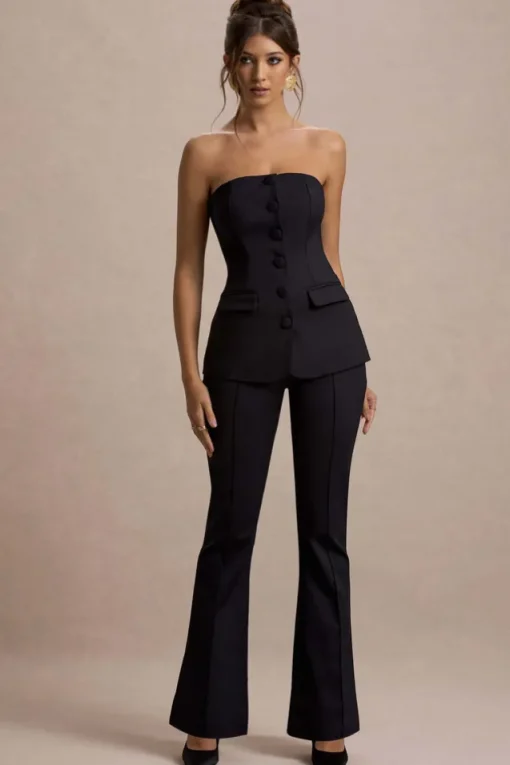 Kehlani | Black High Waist Wide Leg Trousers