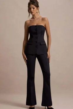 Kehlani | Black High Waist Wide Leg Trousers
