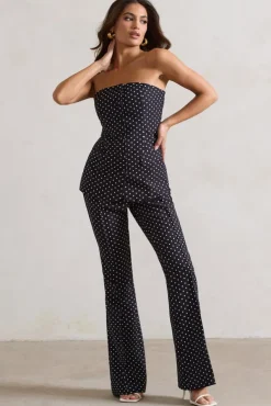 Kehlani | Black Polka Dot High Waist Wide Leg Trousers