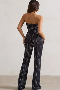 Kehlani | Black Polka Dot High Waist Wide Leg Trousers