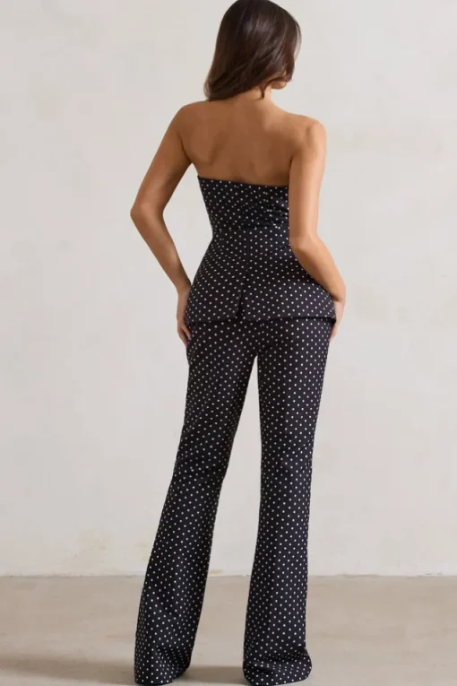 Kehlani | Black Polka Dot High Waist Wide Leg Trousers