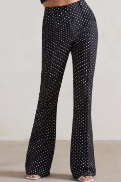 Kehlani | Black Polka Dot High Waist Wide Leg Trousers