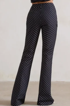 Kehlani | Black Polka Dot High Waist Wide Leg Trousers