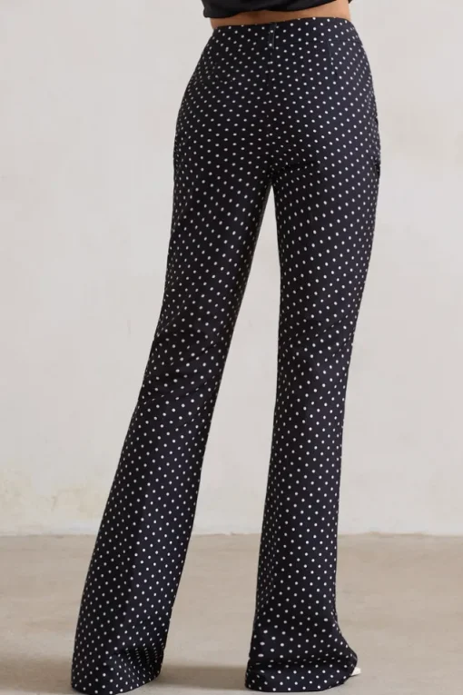 Kehlani | Black Polka Dot High Waist Wide Leg Trousers