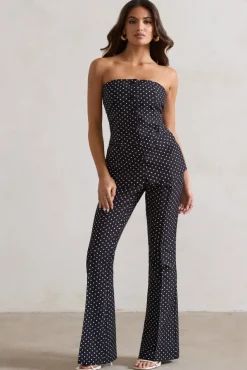 Kehlani | Black Polka Dot High Waist Wide Leg Trousers