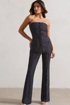 Kehlani | Black Polka Dot High Waist Wide Leg Trousers