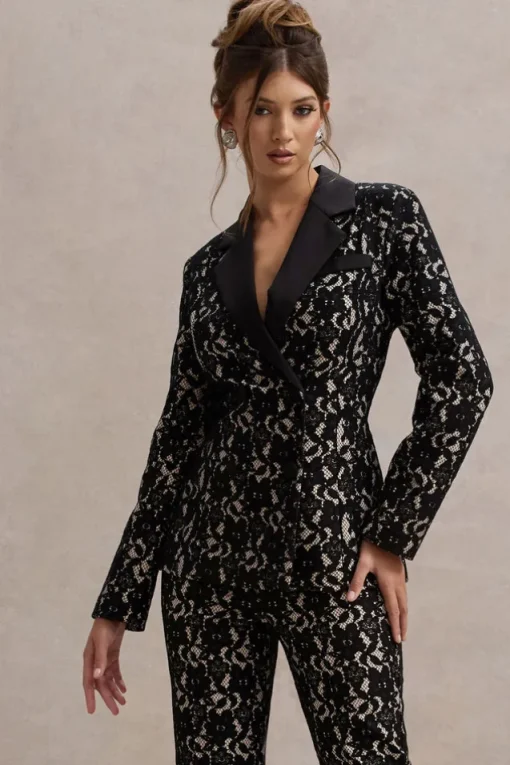 Kennedy | Black Lace Tailored Blazer