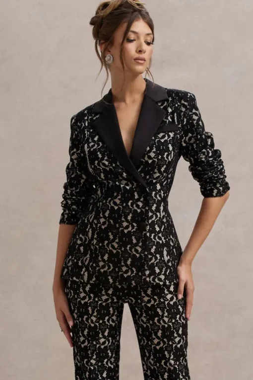 Kennedy | Black Lace Tailored Blazer