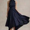 Kerri | Navy Satin Cowl-Neck Maxi Dress