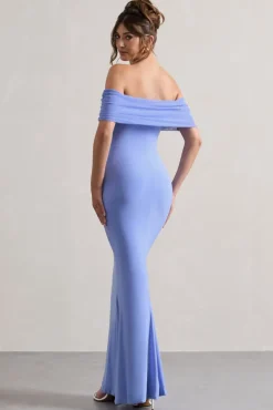 Kiana | Pale Blue Bardot Maxi Dress