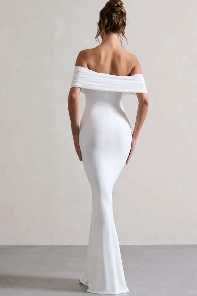 Kiana | White Bardot Maxi Dress
