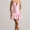 Koko | Pink Sweetheart Mini Dress With Ruffle Hem