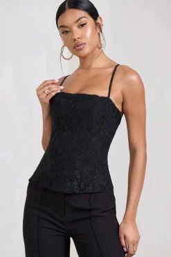 Last Look | Black Lace Strappy Corset Top