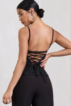 Last Look | Black Lace Strappy Corset Top