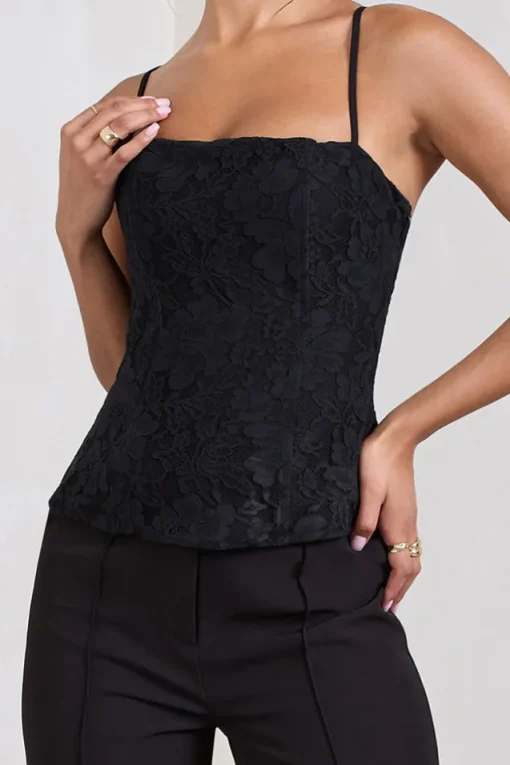 Last Look | Black Lace Strappy Corset Top