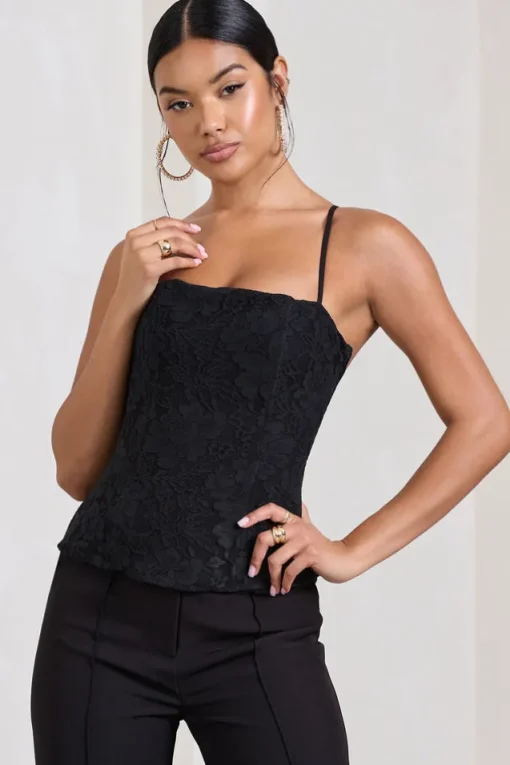 Last Look | Black Lace Strappy Corset Top