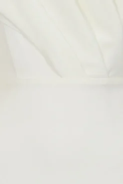 Laurie | White Bardot Puff Long Sleeve Mini Dress