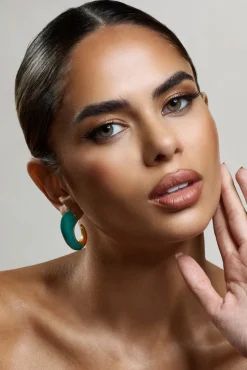 Lavern | Green Chunky Hoop Earrings