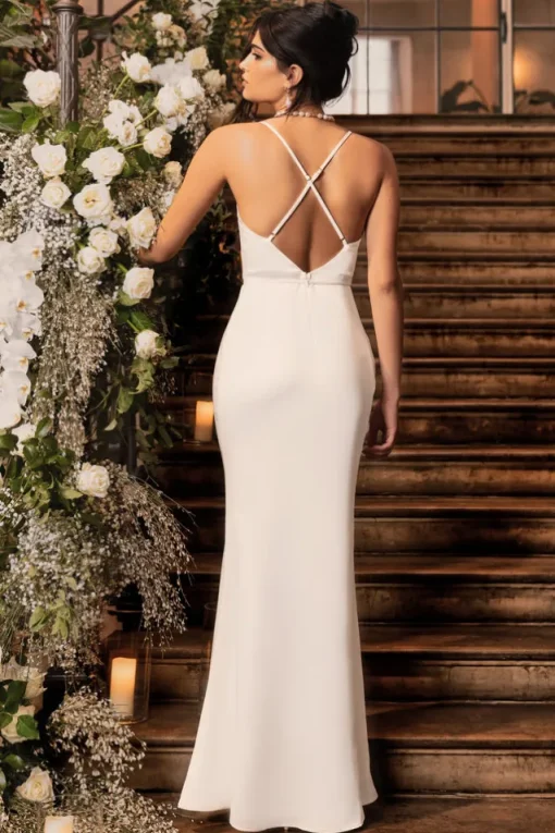 Lifetime | Ivory Satin Cowl Neck Maxi Dress With Cross Back Detail