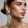 Light Year | Silver Diamante Tassel Drop Earrings
