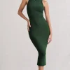Lilah | Dark Green Bodycon Sleeveless Midi Dress