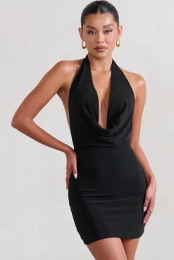 Liliana | Black Cowl Neck Mini Dress