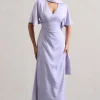 Lisette | Lilac Asymmetric Flutter-Sleeve Maxi Dress