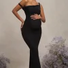 Lita | Black Twisted Asymmetric Maternity Maxi Dress