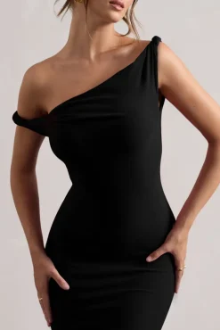 Lita | Black Twisted Asymmetric Maxi Dress