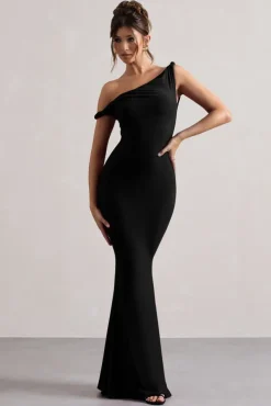 Lita | Black Twisted Asymmetric Maxi Dress