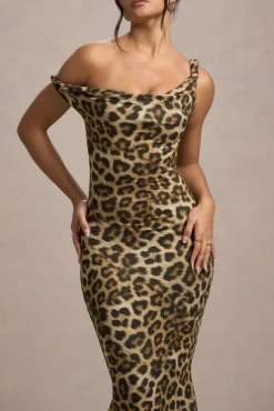 Lita | Leopard Print Twisted Asymmetric Maxi Dress