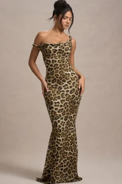 Lita | Leopard Print Twisted Asymmetric Maxi Dress