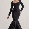 London | Black Sweetheart Maxi Dress With Volume Hem