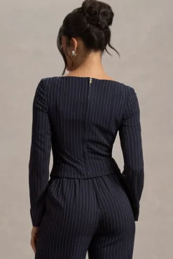 Los Angeles | Navy Pinstripe Tailored Top