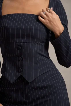 Los Angeles | Navy Pinstripe Tailored Top