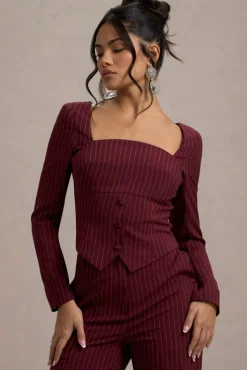 Los Angeles | Wine Pinstripe Tailored Top