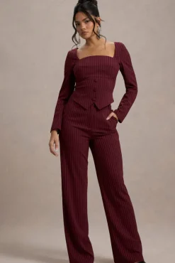 Los Angeles | Wine Pinstripe Tailored Top