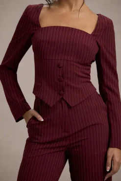 Los Angeles | Wine Pinstripe Tailored Top
