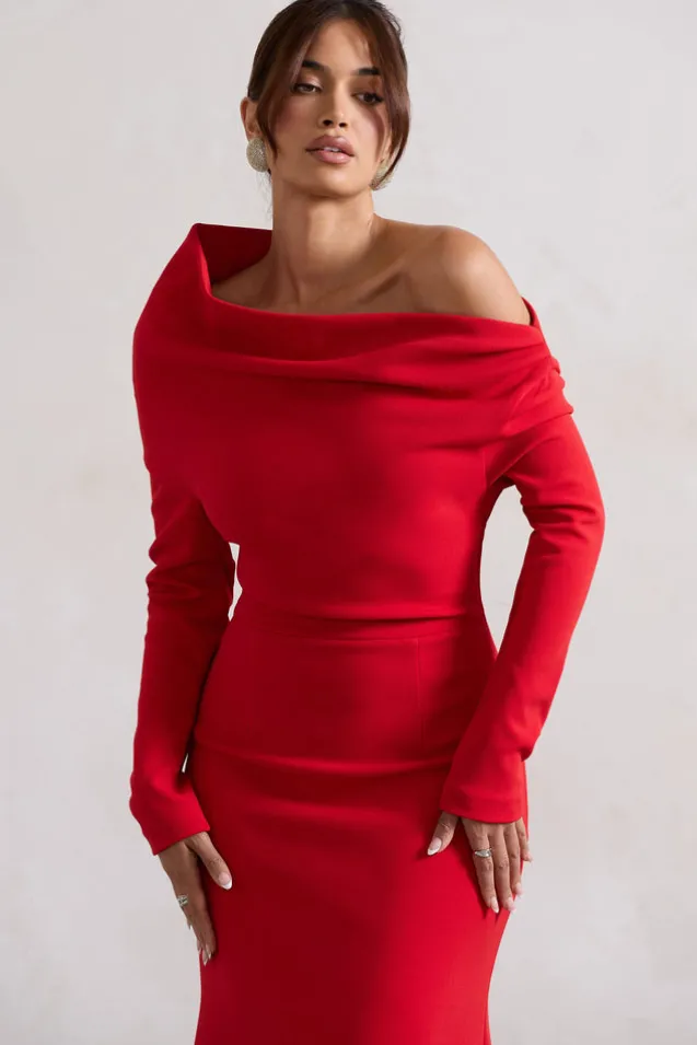 Lou | Red One-Shoulder Asymmetric Maxi Dress