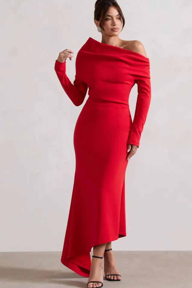 Lou | Red One-Shoulder Asymmetric Maxi Dress