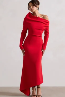 Lou | Red One-Shoulder Asymmetric Maxi Dress