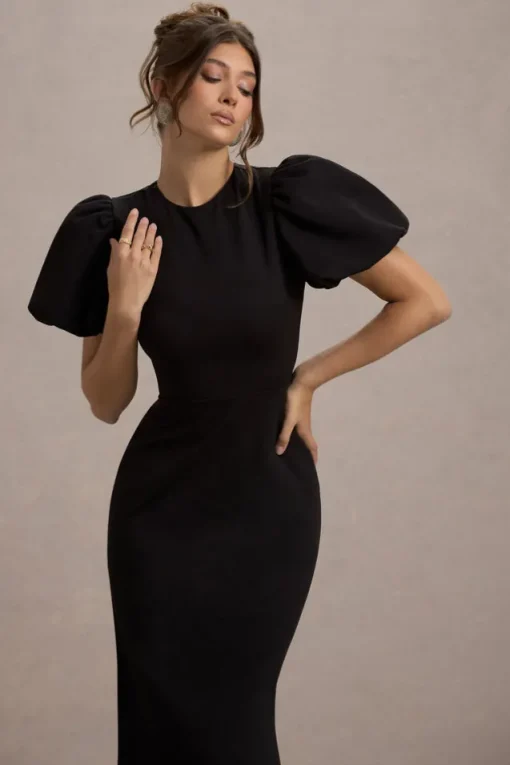 Love Letters | Black Puff-Sleeve Maxi Dress