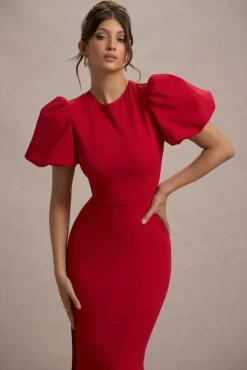 Love Letters | Red Puff-Sleeve Maxi Dress