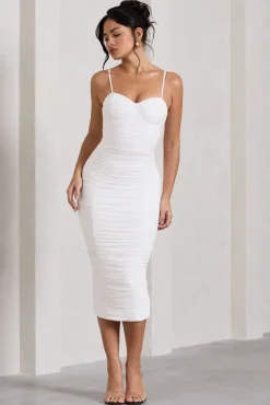 Love Tapes | White Corset Mesh Midi Dress