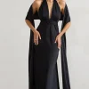 Lucca | Black Satin Long Shawl