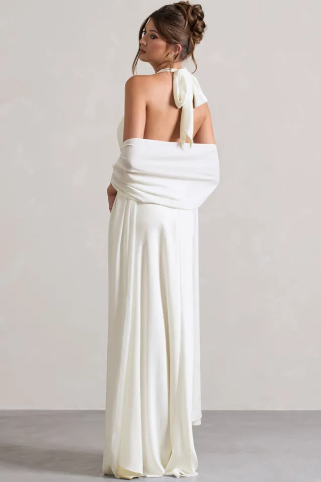 Lucca | Ivory Satin Long Shawl