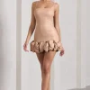 Lucy | Blush Glitter Strappy Micro Mini Dress With Ruffle Trim