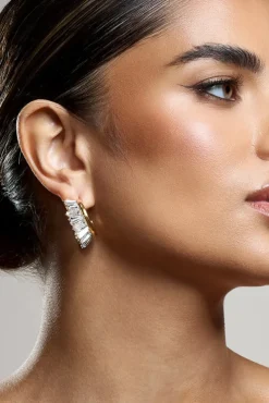 Luster | Gold Diamante Chunky Hoop Earrings