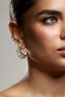 Luster | Gold Diamante Chunky Hoop Earrings